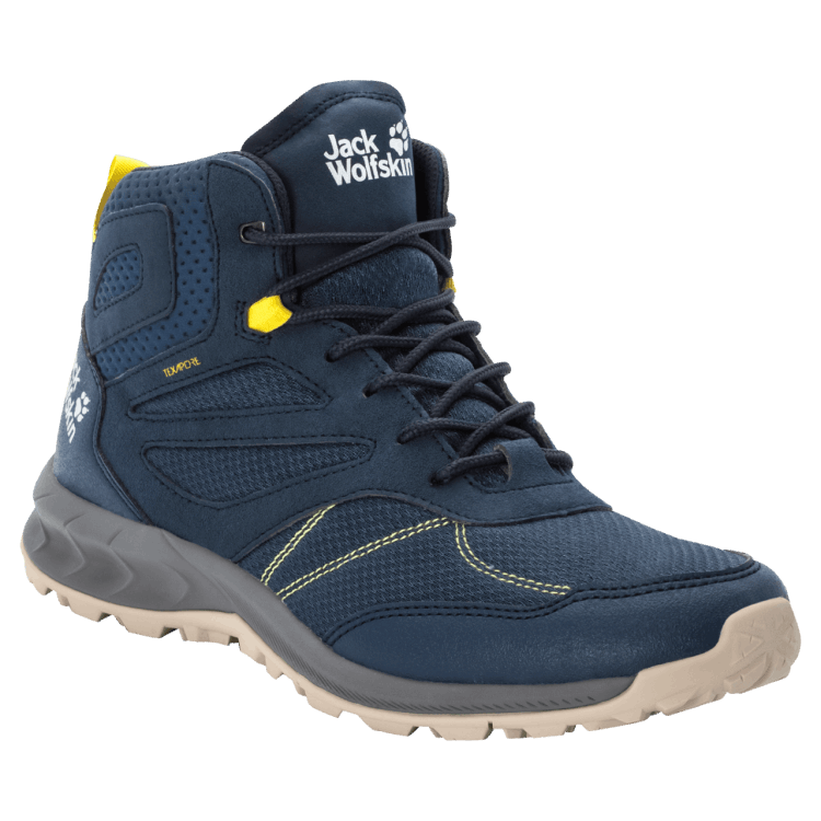Men's Woodland Texapore Mid Origin Brand Jack Wolfskin Dark Blue-Lime