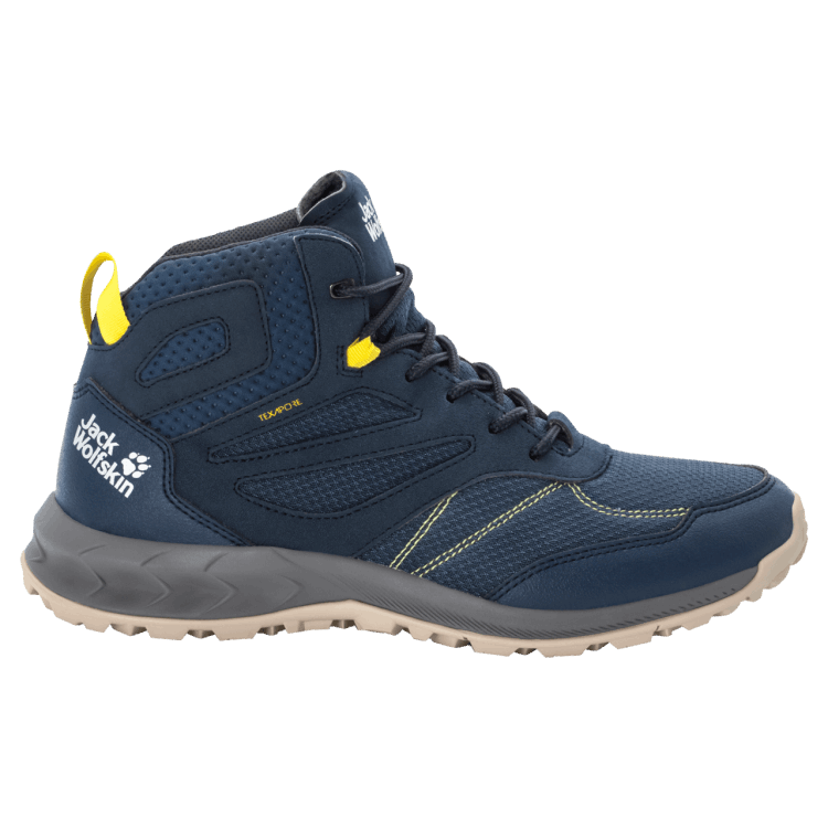 Men's Woodland Texapore Mid Origin Brand Jack Wolfskin Dark Blue-Lime