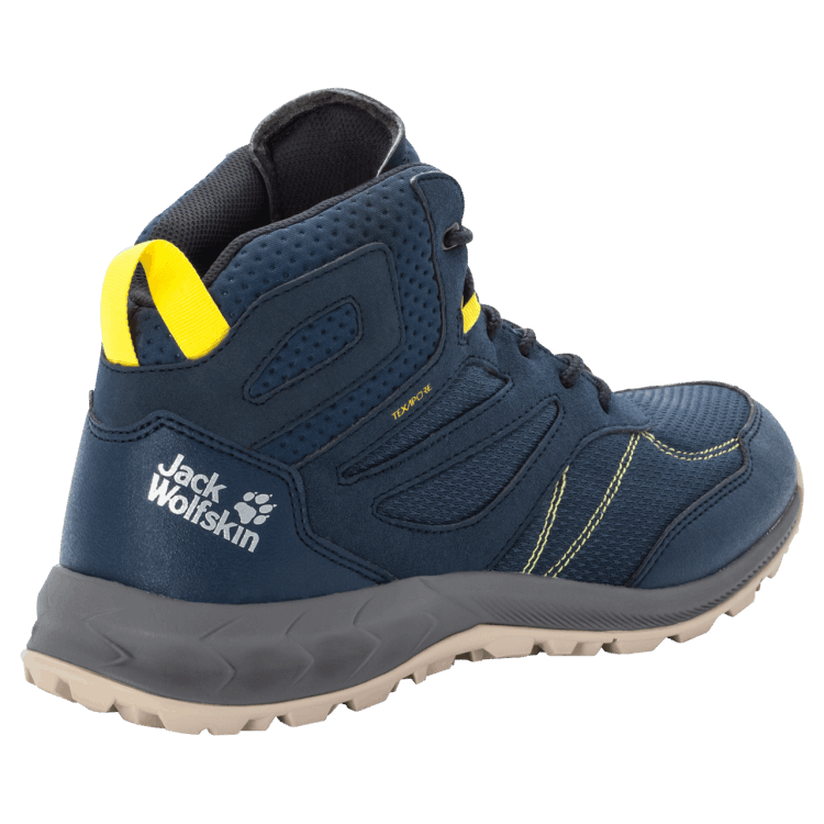 Men's Woodland Texapore Mid Origin Brand Jack Wolfskin Dark Blue-Lime