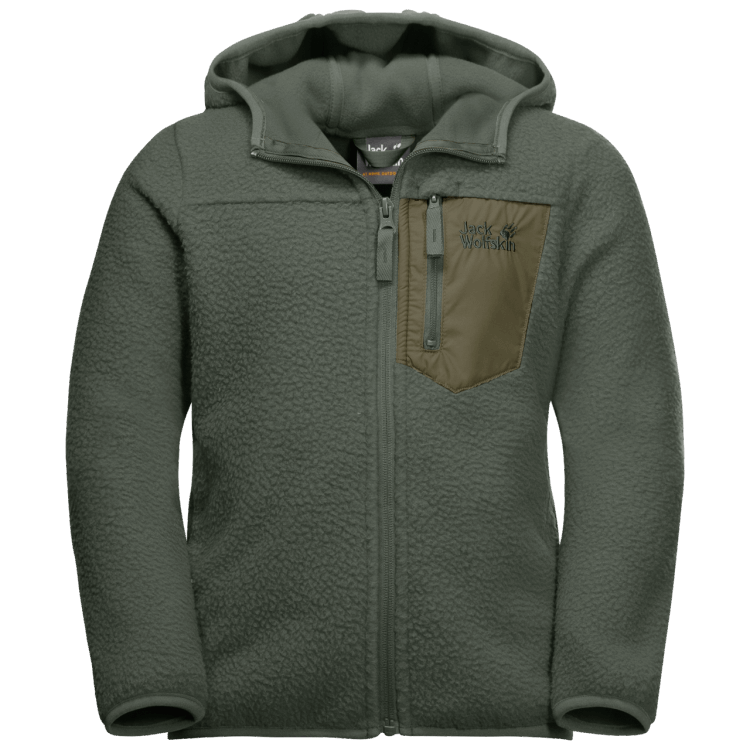 Fashion Kid's Ice Cloud Hood Jacket Thyme Green Brand Jack Wolfskin