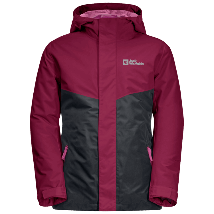 Kid's Rebel Rock 3In1 Jacket Dark Ruby Brand Jack Wolfskin Original