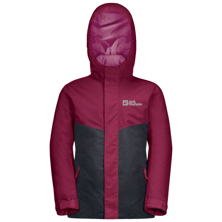 Kid's Rebel Rock 3In1 Jacket Dark Ruby Brand Jack Wolfskin Original