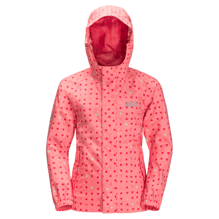 Kid's Tucan Dotted Jacket Hot Brand Jack Wolfskin Apricot Coral All Over