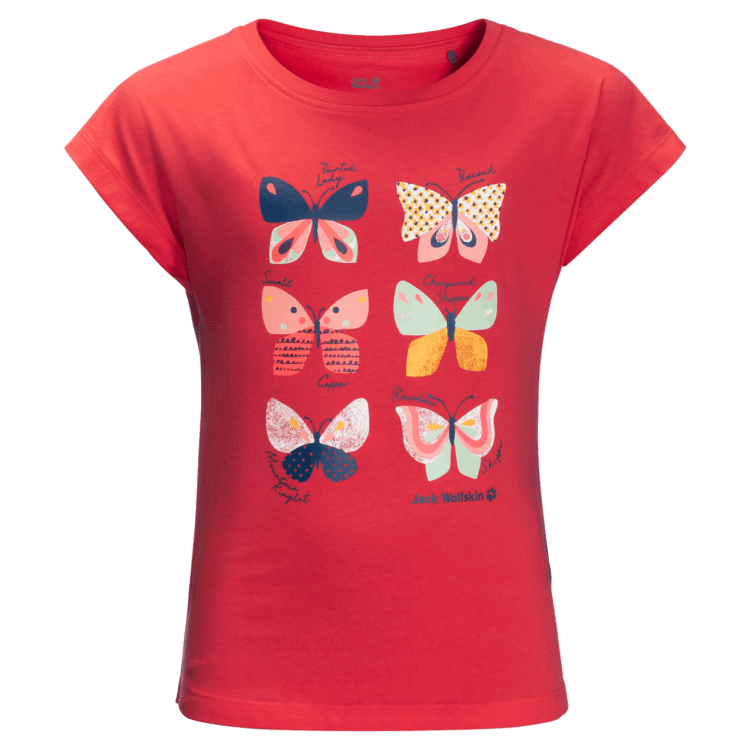 Girls' Butterfly T Best Tulip Red Brand Jack Wolfskin