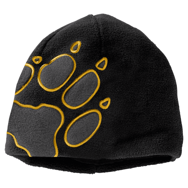 Original Black Front Paw Hat Kids Brand Jack Wolfskin