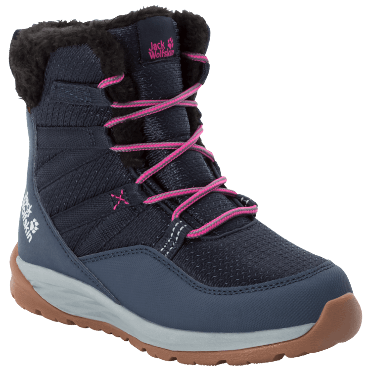 Best Kid's Polar Wolf Texapore High Winter Boots Dark Blue-Grey Brand Jack Wolfskin
