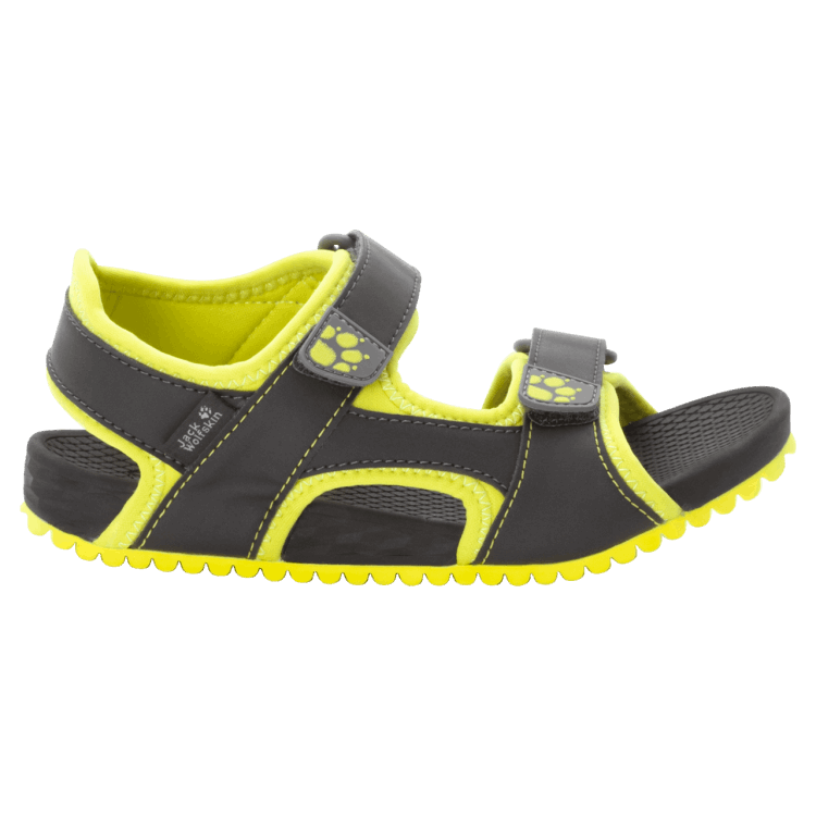 Kid's Outfresh Deluxe Sandal Phantom-Lime Brand Jack Wolfskin